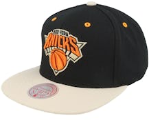 New York Knicks Pin Drop Black/Beige Snapback - Mitchell & Ness