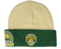 Seattle Supersonics Side Patch Knit Off White/Green Cuff - Mitchell & Ness