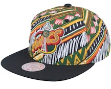 Seattle Supersonics Seattle Sup Game Day Pattern Deadstock Black Snapback - Mitchell & Ness