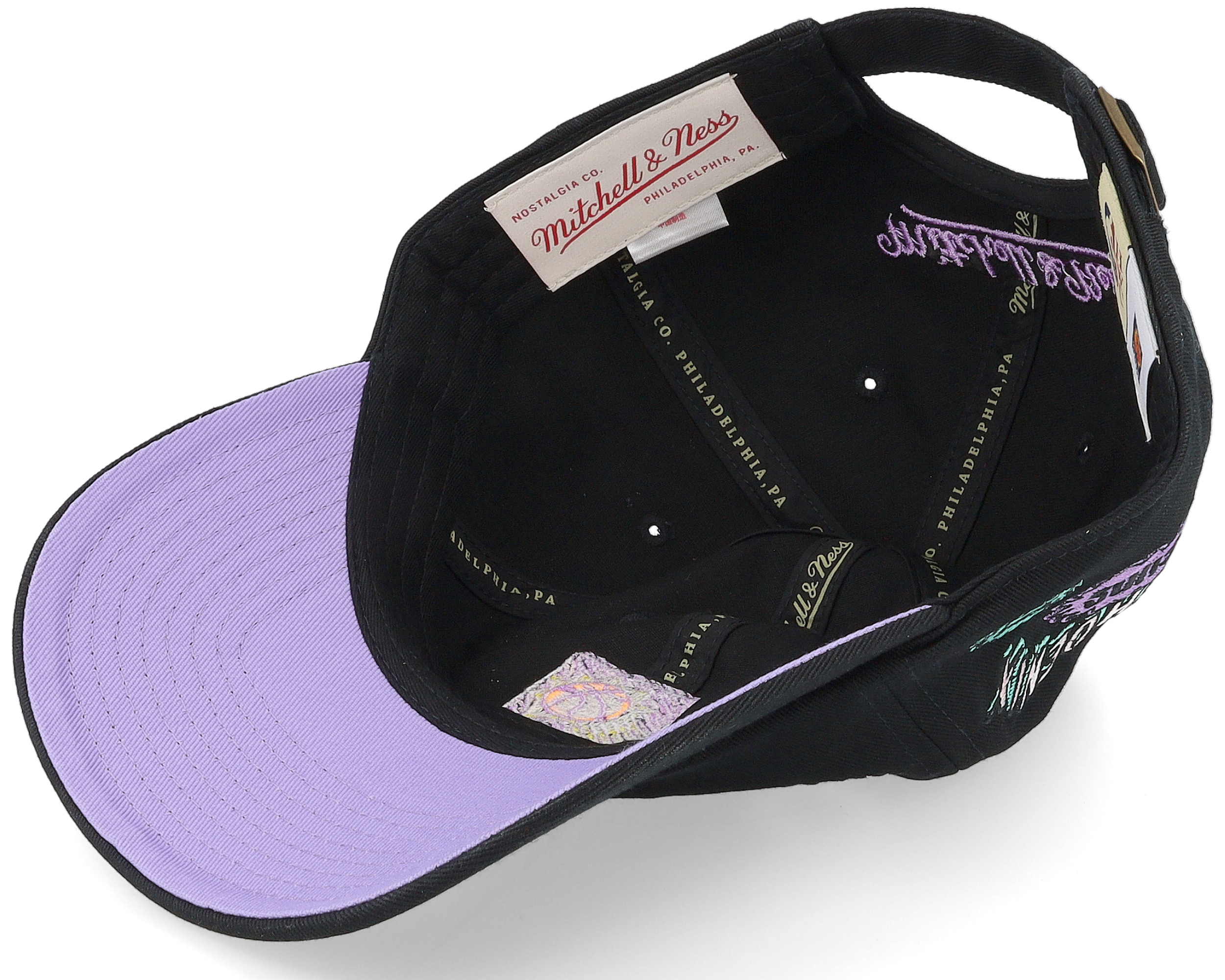 Phoenix Suns Sidewalk Sketch Black Dad Cap - Mitchell & Ness