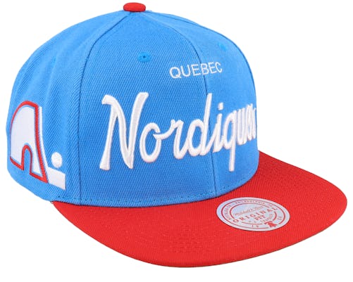 Mitchell & Ness - NHL Blue Snapback Cap - Quebec Nordiques Vintage Script Blue/Red Snapback @ Hatstore