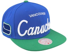 Vancouver Canucks SCRIPT-PUNCH Black-Red Fitted Hat