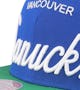 Vancouver Canucks Vintage Script Blue/Green Snapback - Mitchell & Ness