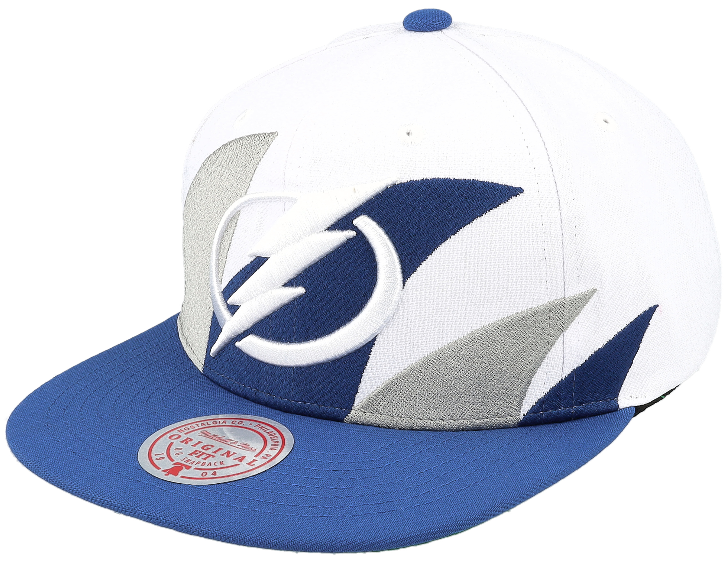 Tampa Bay Lightning Vintage Sharktooth White/Blue Snapback Mitchell