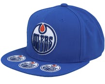 Edmonton Oilers Vintage Hat Trick Blue Snapback - Mitchell & Ness