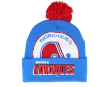 Quebec Nordiques Punch Out Knit Blue Pom - Mitchell & Ness