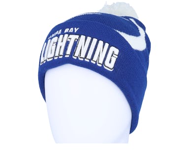Tampa Bay Lightning Punch Out Knit Navy Pom - Mitchell & Ness