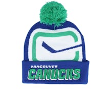 Vancouver Canucks Punch Out Knit Blue Pom - Mitchell & Ness