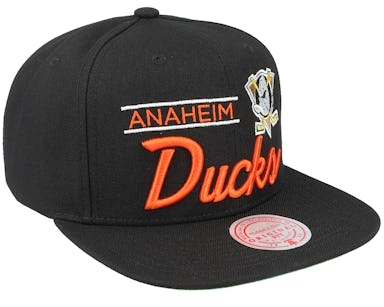 Mitchell & Ness - NHL Black Snapback Cap - Anaheim Ducks Vintage Paintbrush Black Snapback @ Hatstore