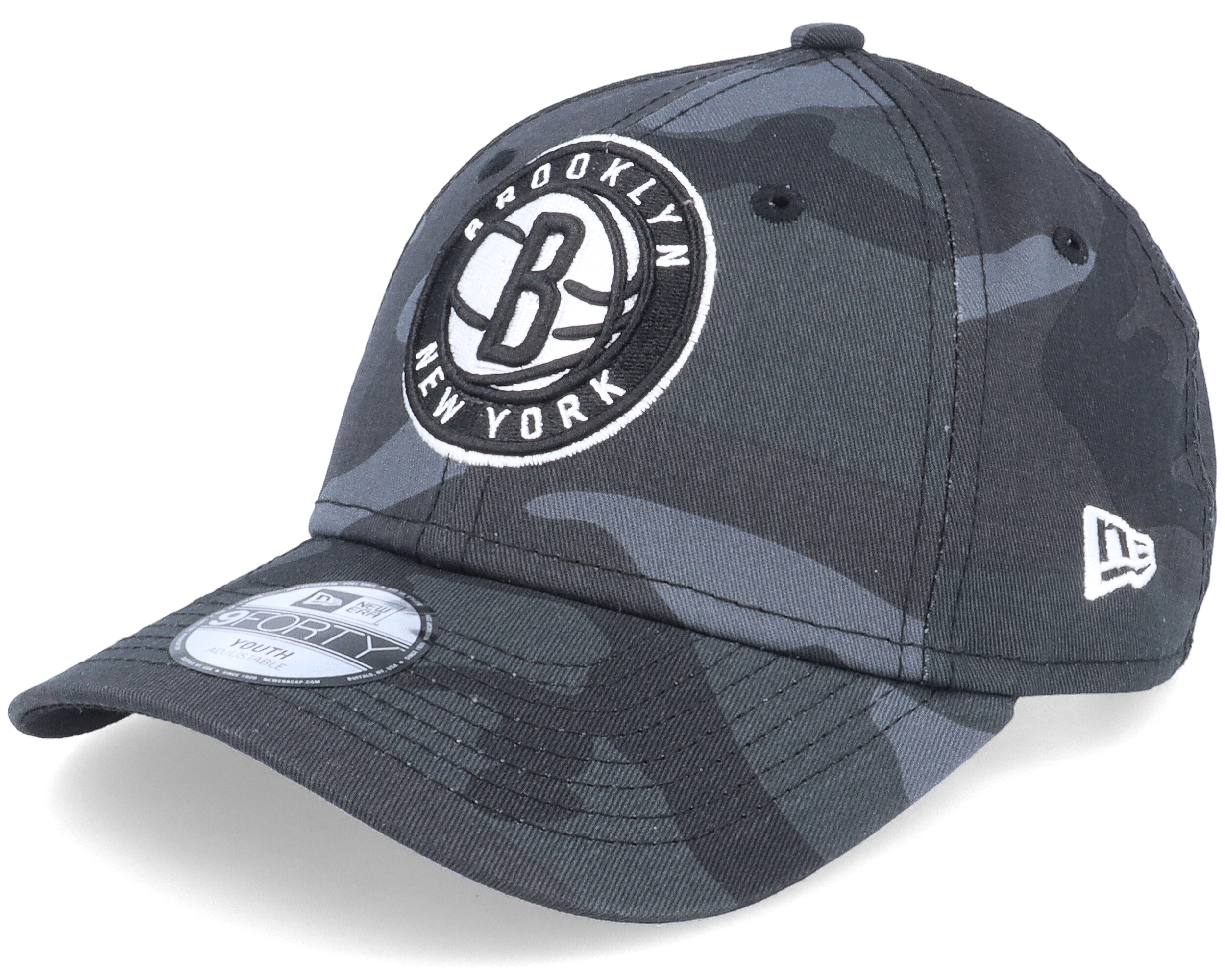 Kids Brooklyn Nets NBA Camo 9FORTY Black Camo Adjustable