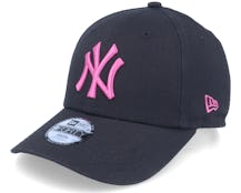 Kids New York Yankees League Essential 9FORTY Black/Pink Adjustable - New Era