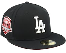 Los Angeles Dodgers Scarlet Undervisor 59FIFTY Black Fitted - New Era