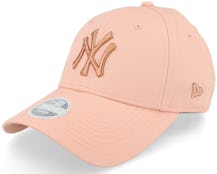 New York Yankees Womens Metallic 1 Logo 9FORTY Pink Adjustable - New Era