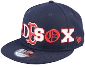 Boston Red Sox Team Typography 9FIFTY Navy Snapback