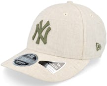 New York Yankees Linen 9FIFTY Natural/Olive Adjustable - New Era