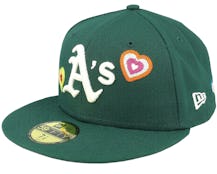 Oakland Athletics 59FIFTY Chainstitchheart Green Fitted - New Era
