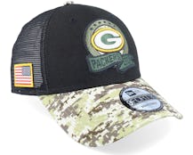 Green Bay Packers M 9FORTY NFL Salute To Service 22 Black/Camo Trucker - New Era