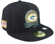 Green Bay Packers M 59FIFTY NFL Salute To Service 22 Black/Camo Fitted - New Era