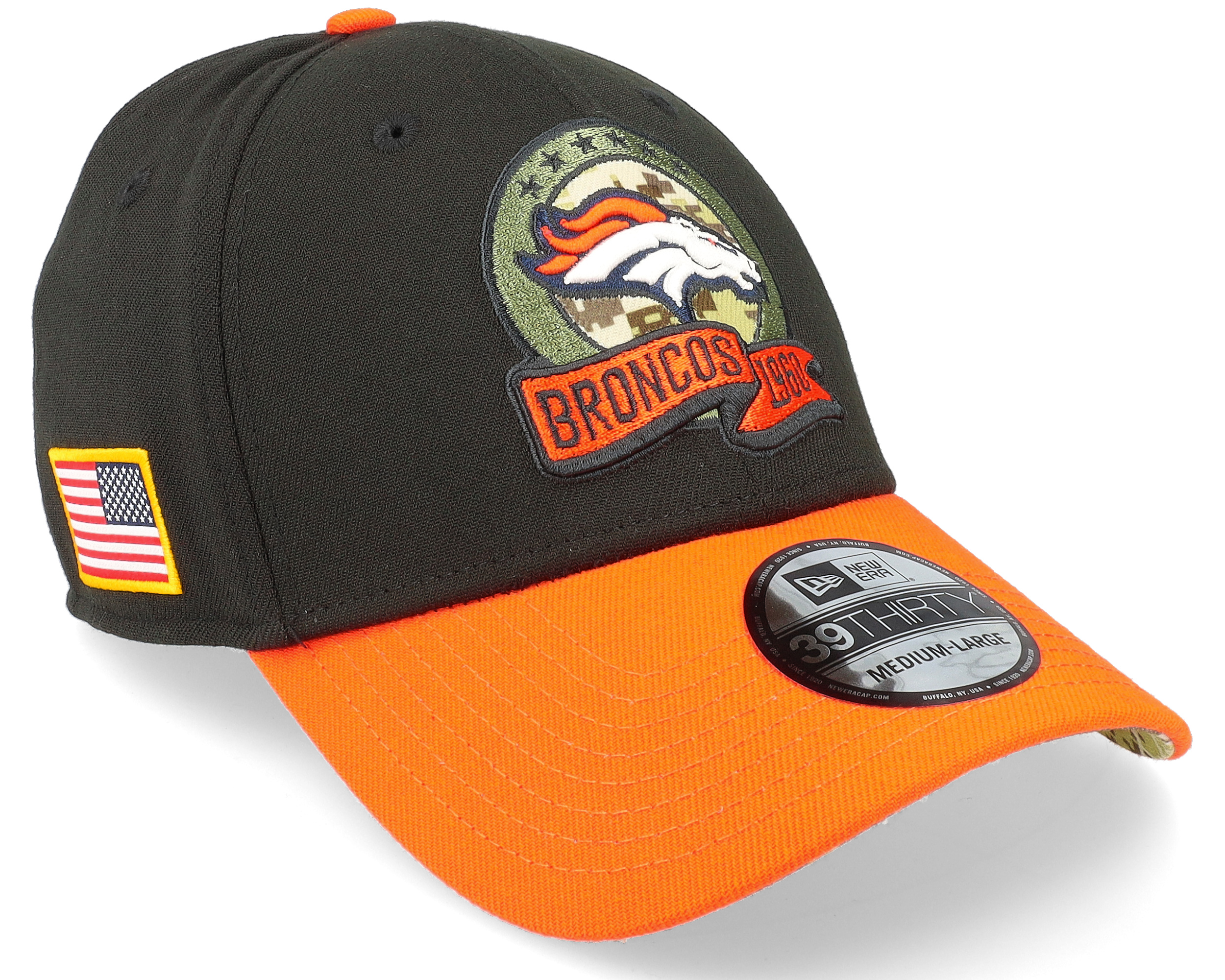 New Era - NFL Black flexfit Cap - Denver Broncos M 39THIRTY NFL Salute To Service 22 Black/Orange Flexfit @ Hatstore