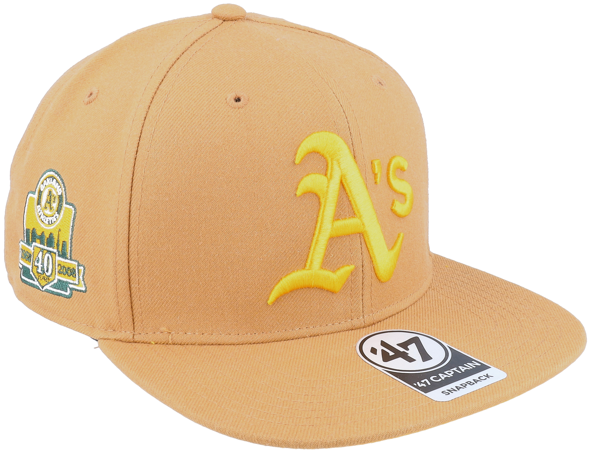 47 Brand - MLB Beige Snapback Cap - Hatstore Exclusive x Oakland Athletics Cooperstown Sure Shot Captain camel/yellow Snapback @ Hatstore
