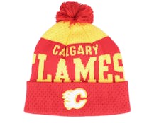 Kids Calgary Flames Stretchark Knit Red/Yellow Pom - Outerstuff