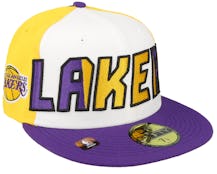Los Angeles Lakers 59FIFTY NBA 23 Back Half White/Yellow/Purple Fitted - New Era