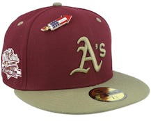 Oakland Athletics MLB World Series Trail Mix 59FIFTY Maroon/Olive Fitted - New Era