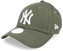 New York Yankees Womens League Essential 9FORTY Olive/White Adjustable - New Era