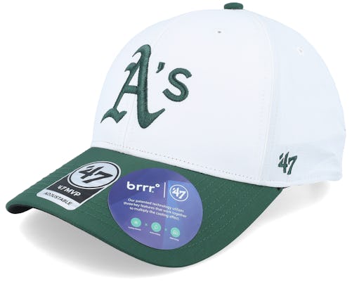 47 Brand - MLB White Adjustable Cap - Oakland Athletics MLB Athletics Brrr TT MVP White/Dark Green Adjustable @ Hatstore