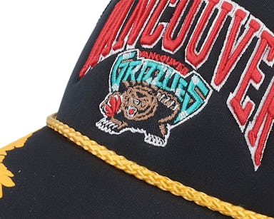Mitchell & Ness Black Vancouver Grizzlies Hardwood Classics Gold Leaf Mesh  Trucker Snapback Hat for Men