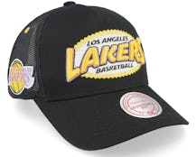 Los Angeles Lakers Team Seal Hwc Black Trucker - Mitchell & Ness