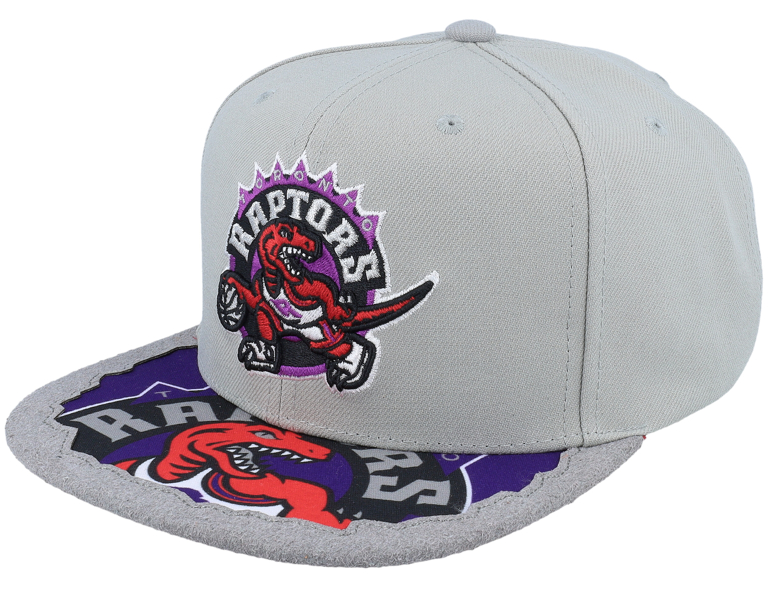 Mitchell & Ness Toronto Raptors Large Logo Fitted Hat Cap - Gray