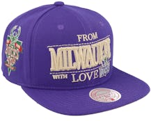 Milwaukee Bucks With Love Hwc Purple Snapback - Mitchell & Ness