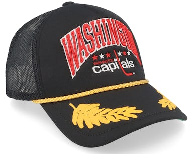 Lids Washington Capitals Mitchell & Ness Gold Leaf Trucker Snapback Hat -  Black