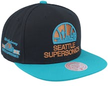 Seattle Supersonics Make Cents Black/Teal Snapback - Mitchell & Ness