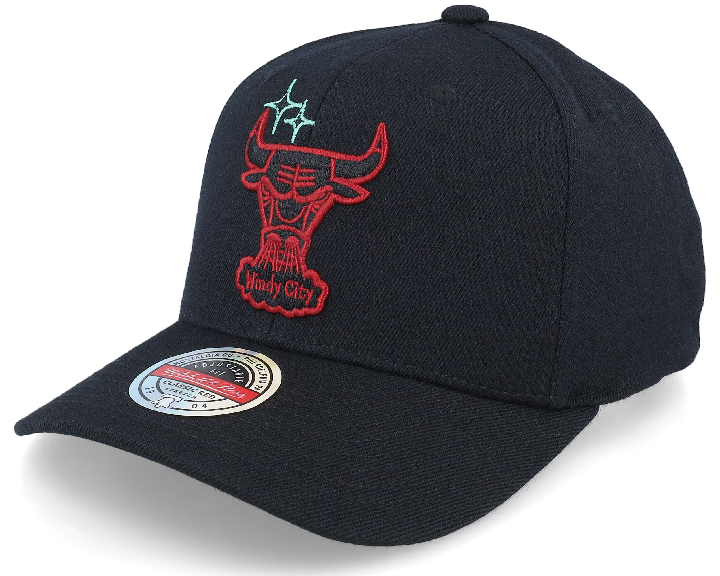 Chicago Bulls Merch Logo Classic Red Black Adjustable - Mitchell & Ness ...