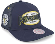 Pittsburgh Penguins Team Seal Vintage Navy Trucker - Mitchell & Ness