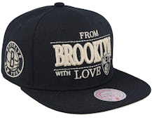 Brooklyn Nets With Love Black Snapback - Mitchell & Ness