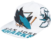 San Jose Sharks In Your Face Deadstock White Snapback - Mitchell & Ness