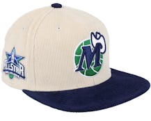 Dallas Mavericks Team Cord Off White/Navy Fitted - Mitchell & Ness