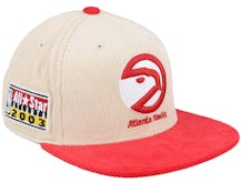 Atlanta Hawks Team Cord Off White/Red Fitted - Mitchell & Ness