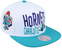 Charlotte Hornets Toss Up White/Teal Snapback - Mitchell & Ness