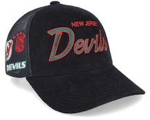 New Jersey Devils Mitchell & Ness Times Up Classic Script Cord Trucker  Adjustable Hat - Black