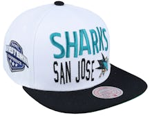 San Jose Sharks Toss Up White/Black Snapback - Mitchell & Ness