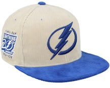 Tampa Bay Lightning Team Cord Off White/Blue Fitted - Mitchell & Ness