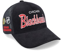 Chicago Blackhawks Times Up Black Trucker - Mitchell & Ness