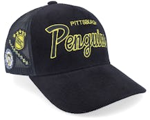 Pittsburgh Penguins Times Up Vintage Black Trucker - Mitchell & Ness
