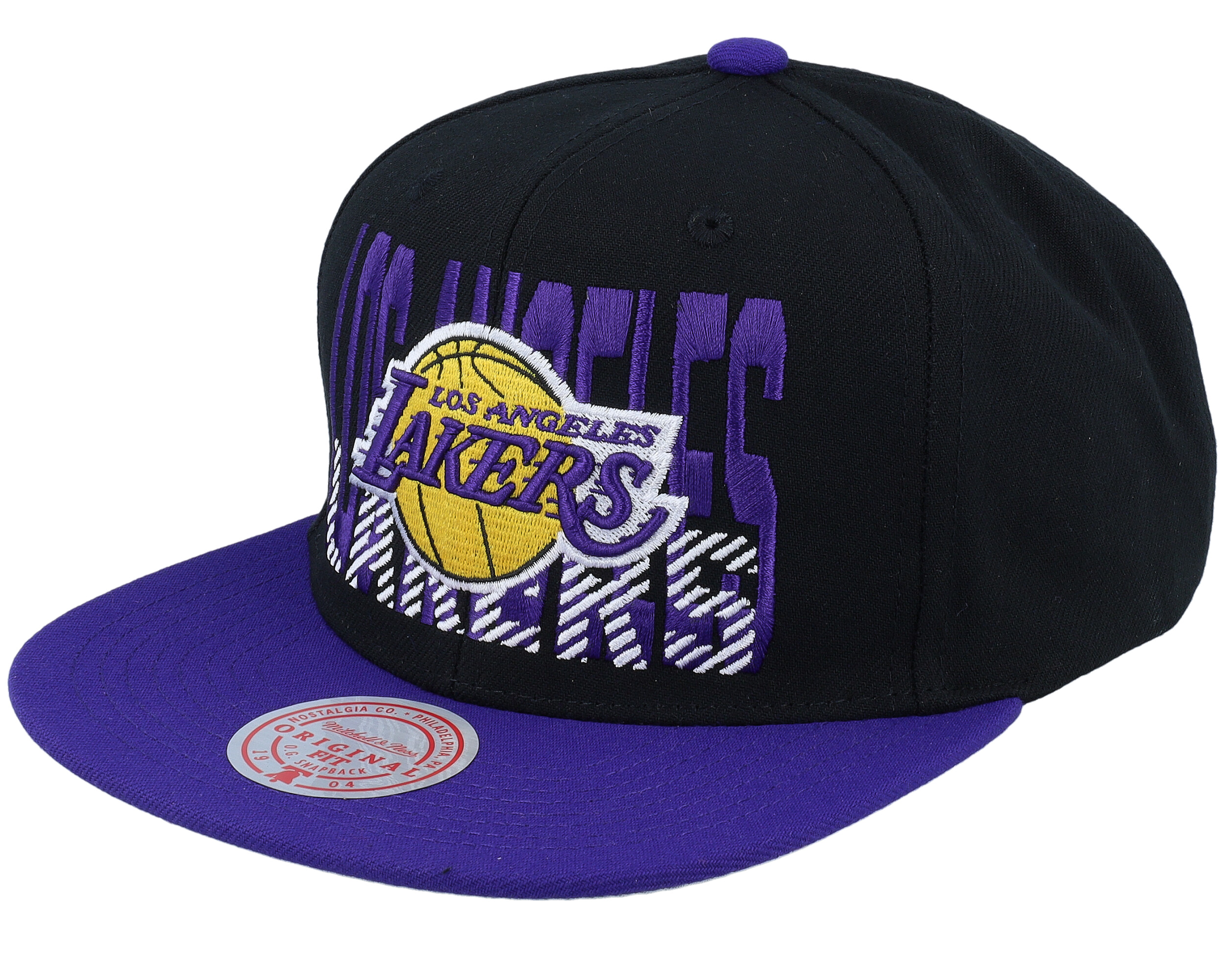 Los Angeles Lakers Cross Check Black/Purple Snapback - Mitchell & Ness ...