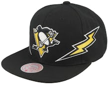Pittsburgh Penguins Double Trouble Vintage Black Snapback - Mitchell & Ness