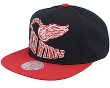 Detroit Red Wings Crooked Path Black Snapback - Mitchell & Ness
